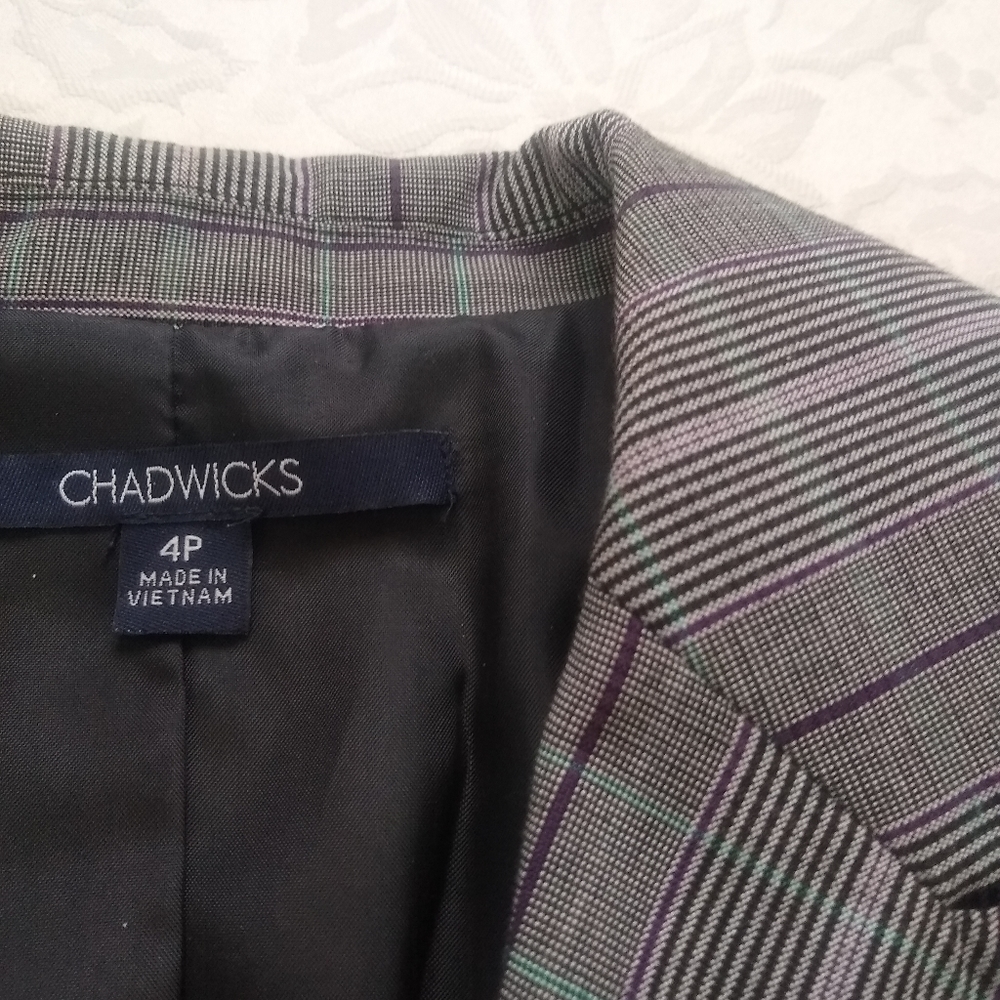 Plaid tartan blazer jacket patch pockets - Picture 5 of 8